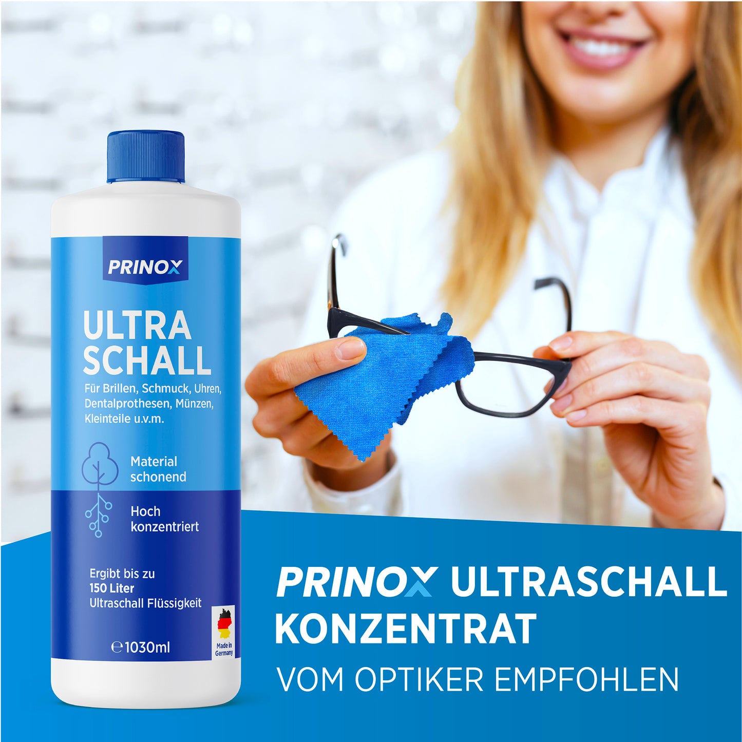 1x Ultraschallreiniger 1L + 1x Mikrofasertuch