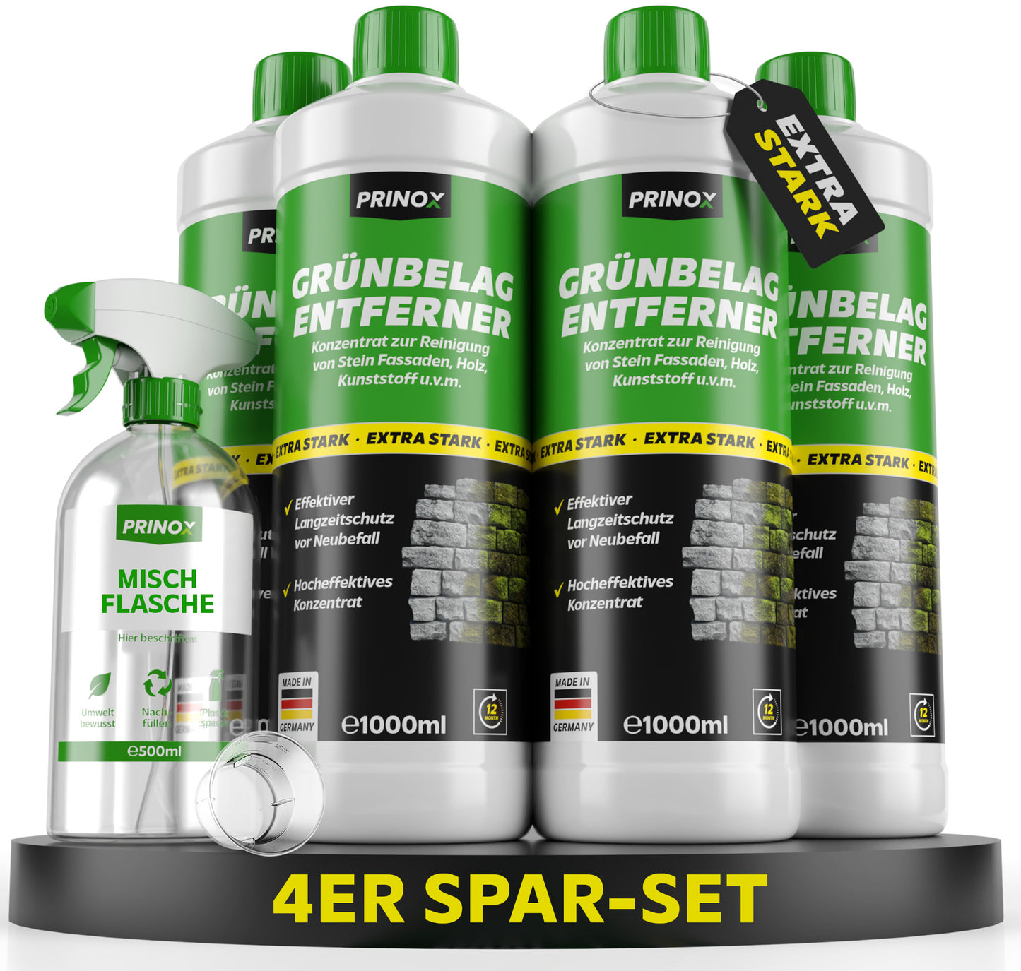 4x Grünbelagentferner 1L + 1x Mischflasche