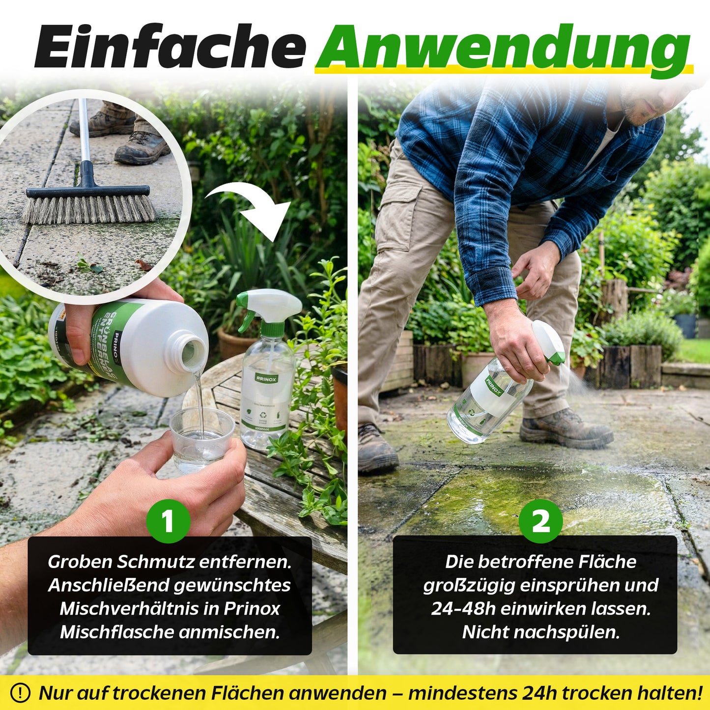 4x Grünbelagentferner 1L + 1x Mischflasche