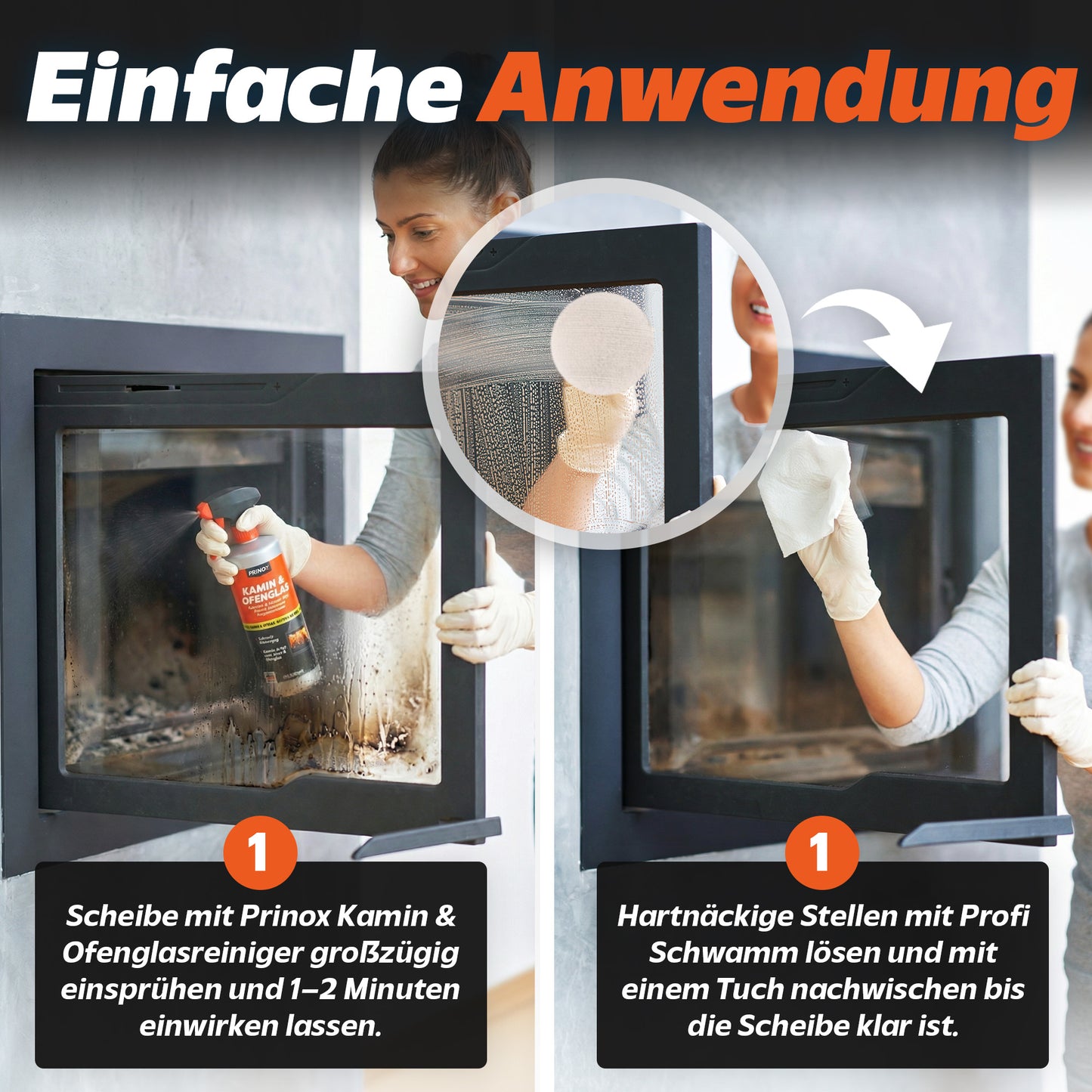 1x Kaminscheibenreiniger 550ml + 1x Schwamm
