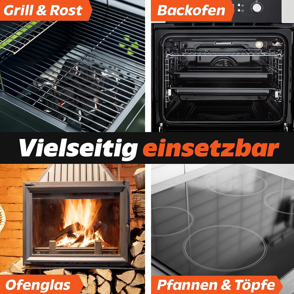 1x Backofen & Grillreiniger Gel 1000ml, 1x Reinigungspinsel (205*58mm),