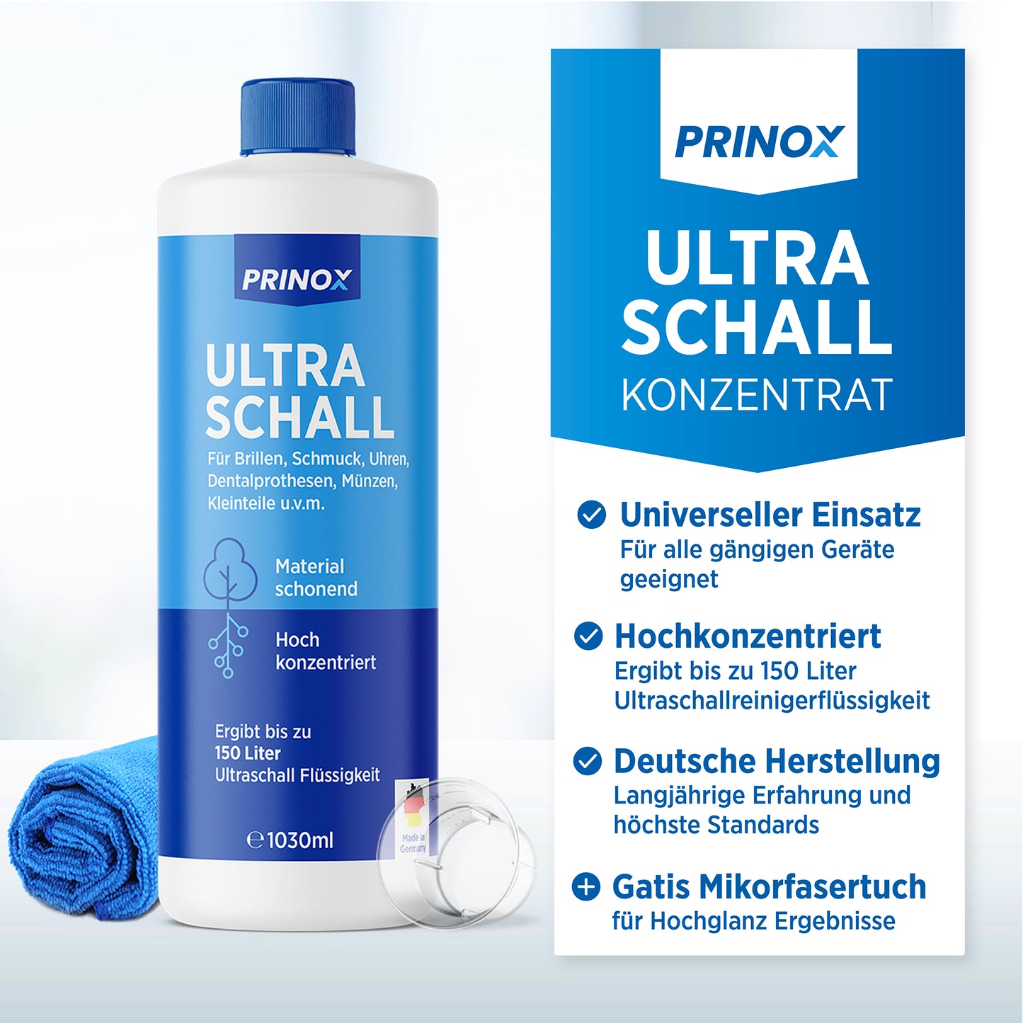 1x Ultraschallreiniger 1L +  1x Mikrofasertuch