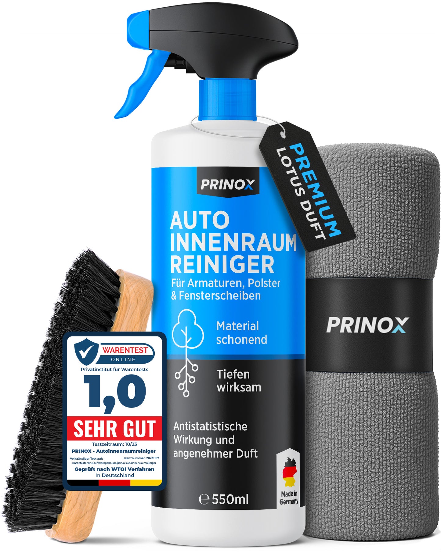1x Auto Innenraumreiniger 550ml + 1x Tuch + 1x Bürste