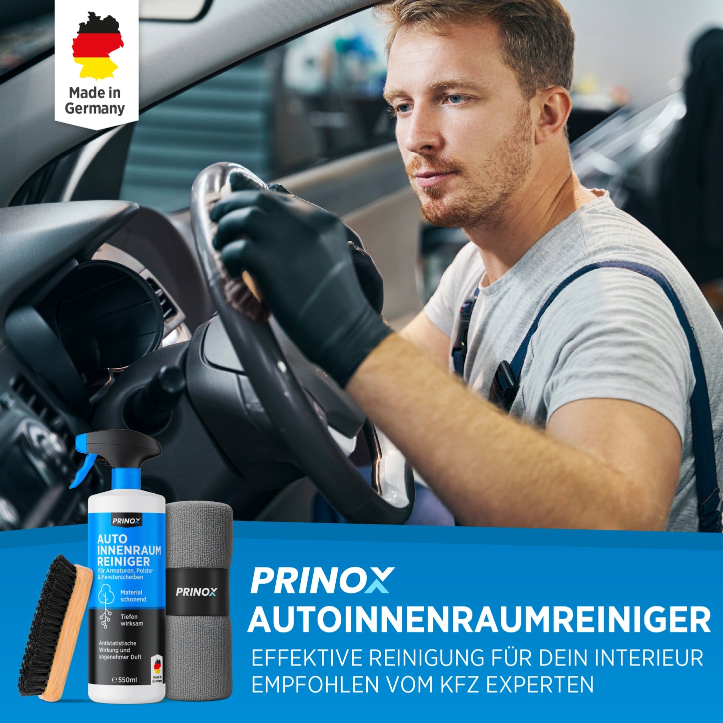 1x Auto Innenraumreiniger 550ml + 1x Tuch + 1x Bürste