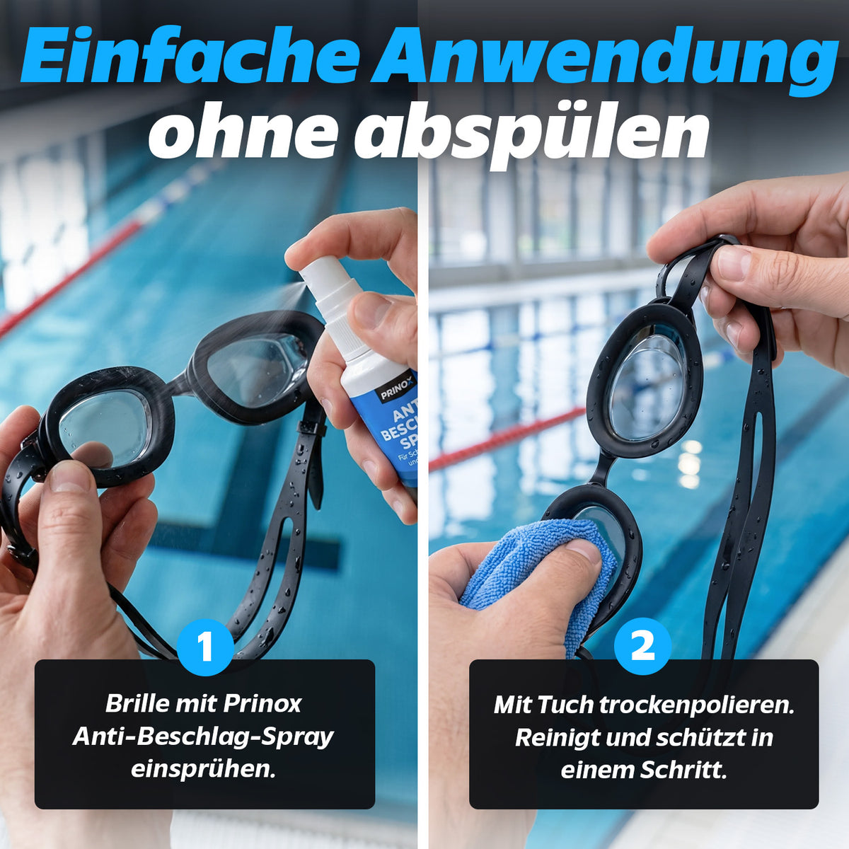 Anti Beschlag Spray 50ml, Tuch (blau)