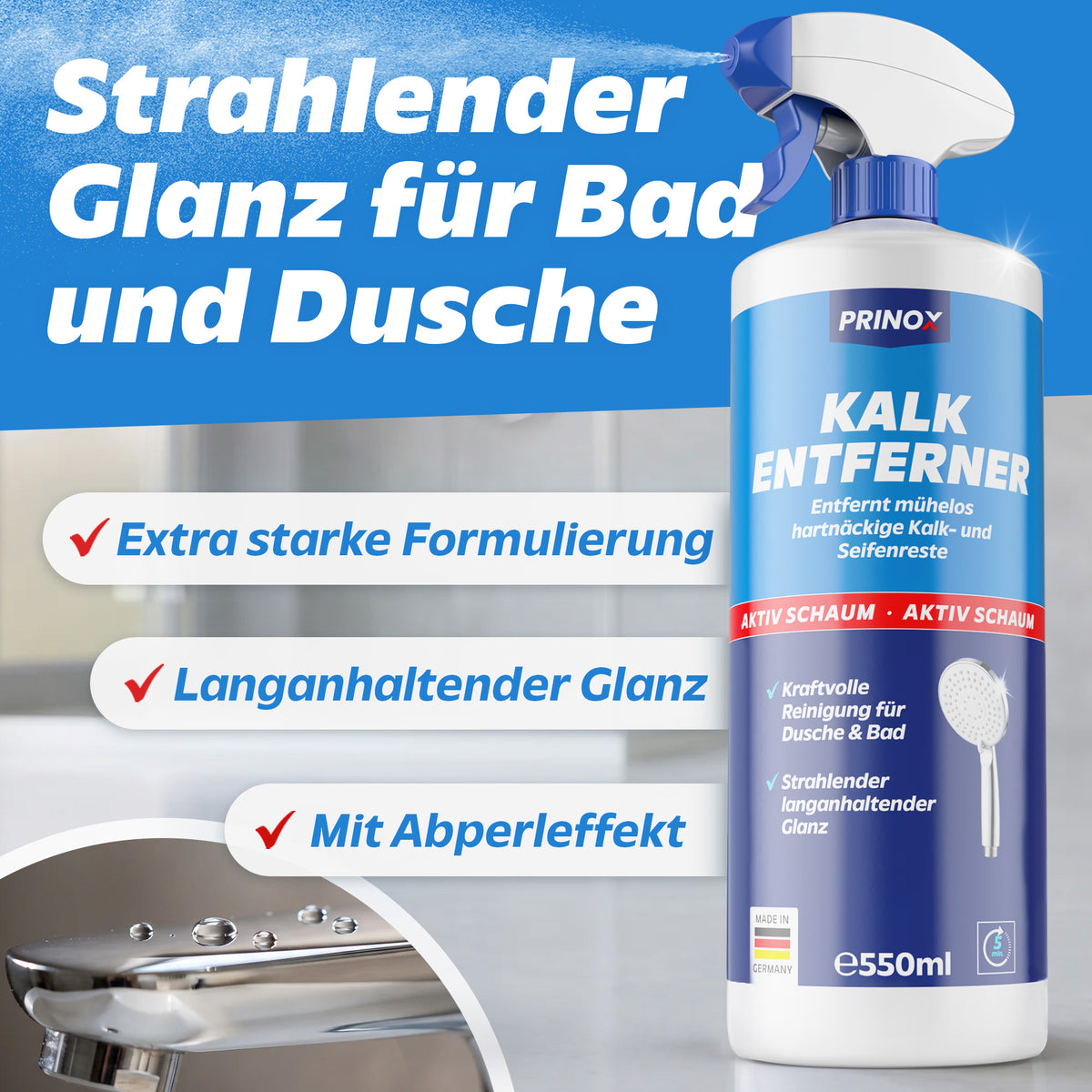 1x Kalkentferner Dusche 550ml + 1x Schwamm