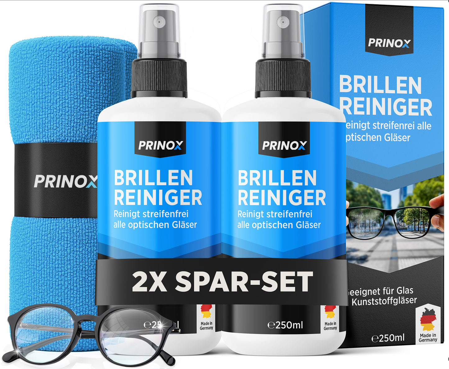 2x Brillenreiniger 250ml Set (inkl. 2x Tuch)