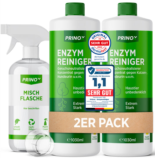 2x Enzymreiniger 1L + 1x Mischflasche