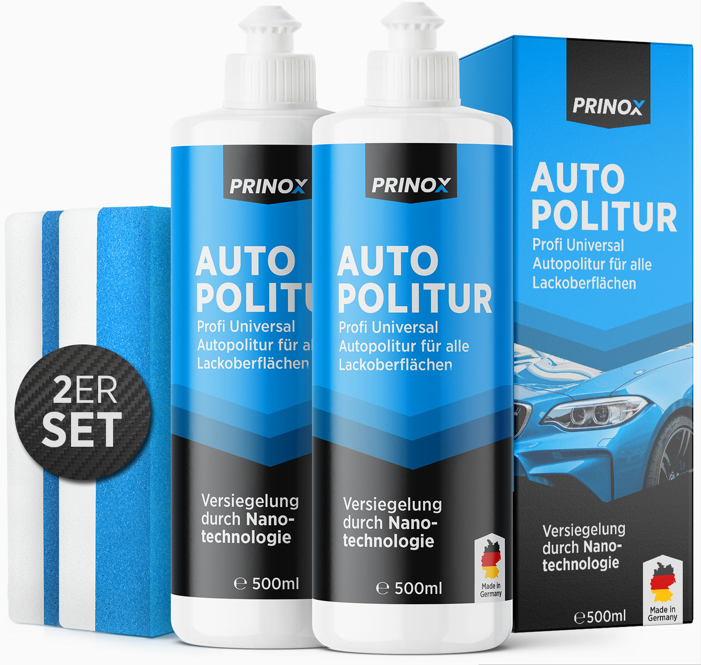 2x Autopolitur 500ml Set (inkl. Schwamm)