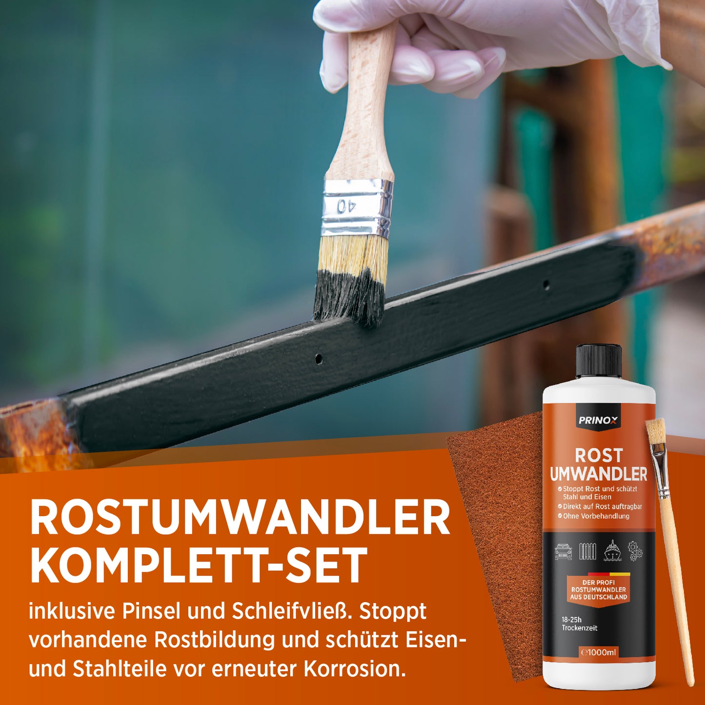 1x Rostumwandler 1000ml + 1x Pinsel + 1x Schleifvlies