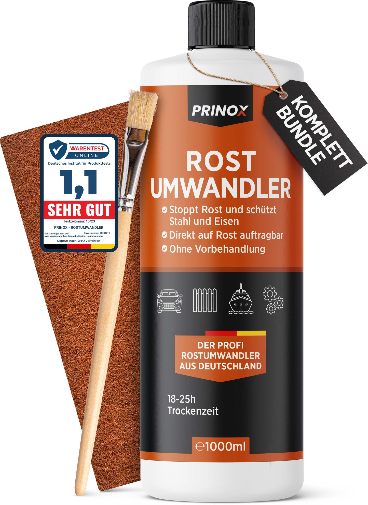 1x Rostumwandler 1000ml + 1x Pinsel + 1x Schleifvlies