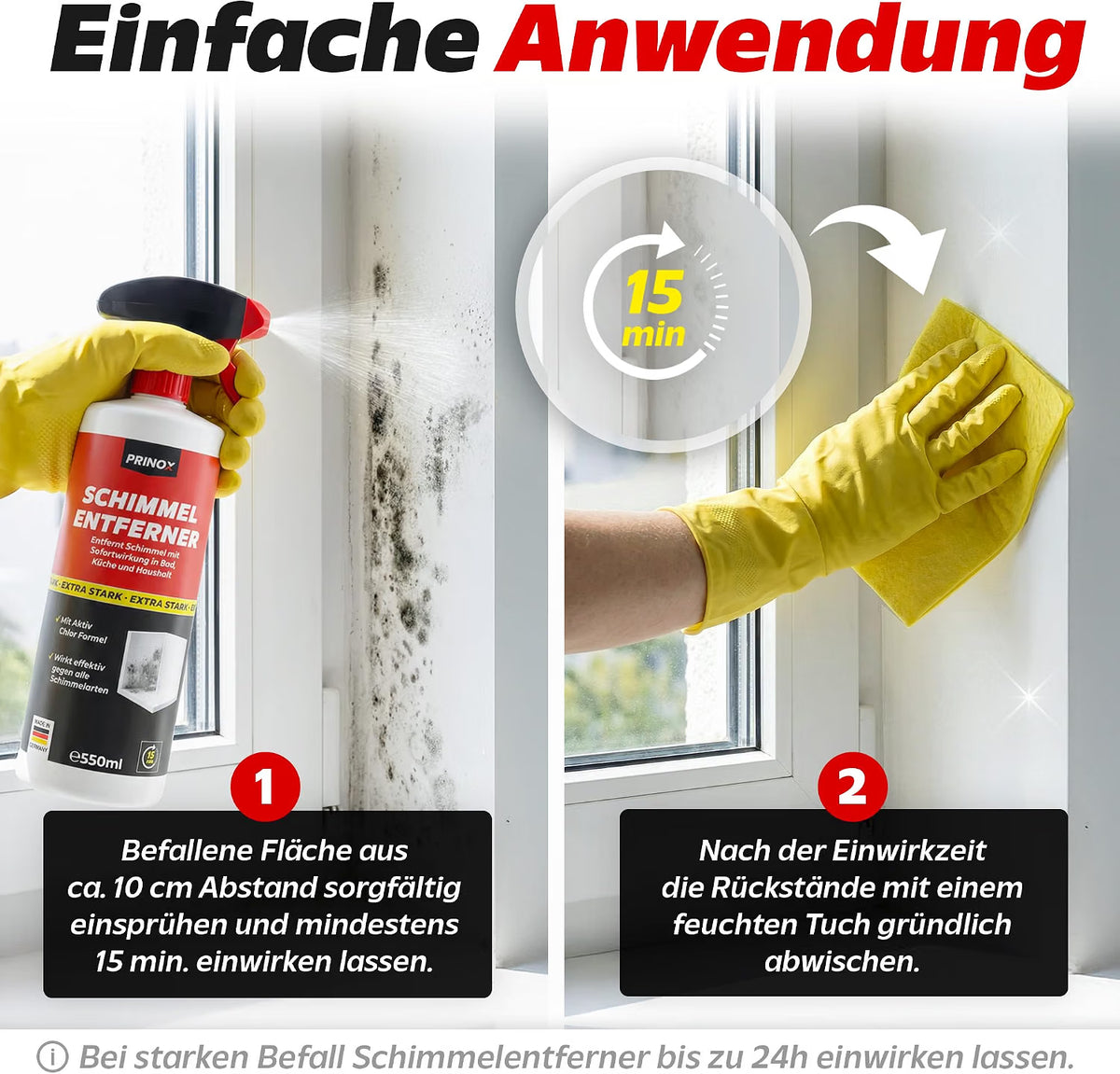 2x Schimmelentferner 550ml + 1x Paar Handschuhe
